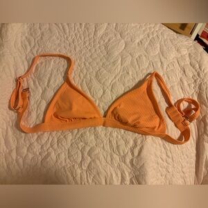 Xhilaration Orange Ribbed Triangle Bikini Top